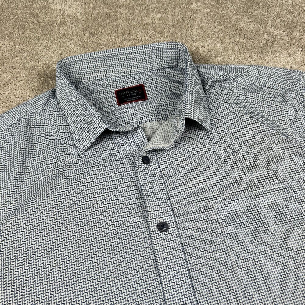 UNTUCKit Tiefenbrunner Navy Short Sleeve Stretch Wick Button Down Shirt Mens XL